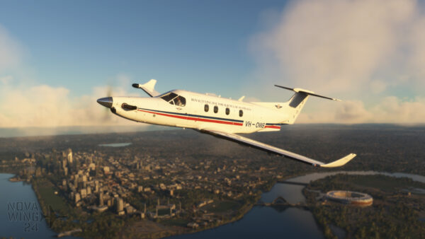 Pilatus PC-12 VH-OWB of the Royal Flying Doctor Service in Microsoft Flight Simulator