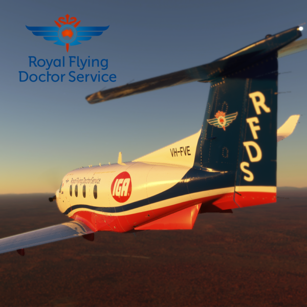 Pilatus PC-12 VH-FVE of the Royal Flying Doctor Service in Microsoft Flight Simulator